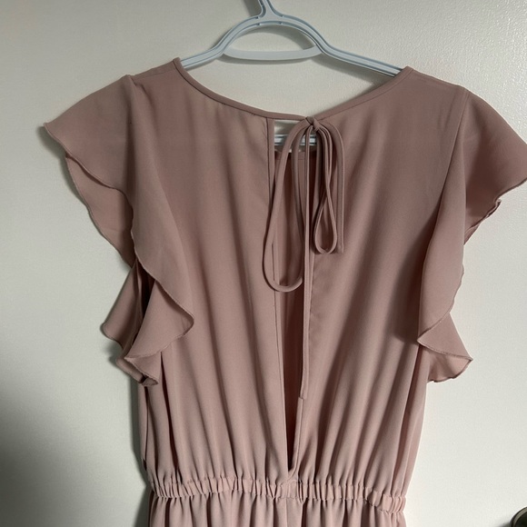 NWOT Aritzia Wilfred Ruffle Sleeve Pink Blush Fleurette Wide Leg Jumpsuit sz. L - Picture 13 of 14